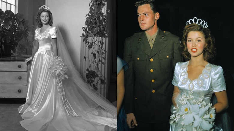 Shirley Temple y John Agar el día de su boda