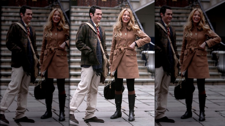 Penn Badgley y Blake Lively fotografiaron el rodaje en exteriores para 