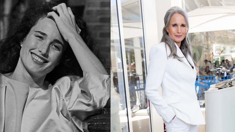 El actor Andie MacDowell en 1985 a la izquierda y en 2026 a la derecha.