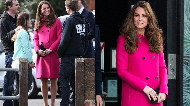 Kate Middleton con un vestido rosa intenso en marzo de 2015