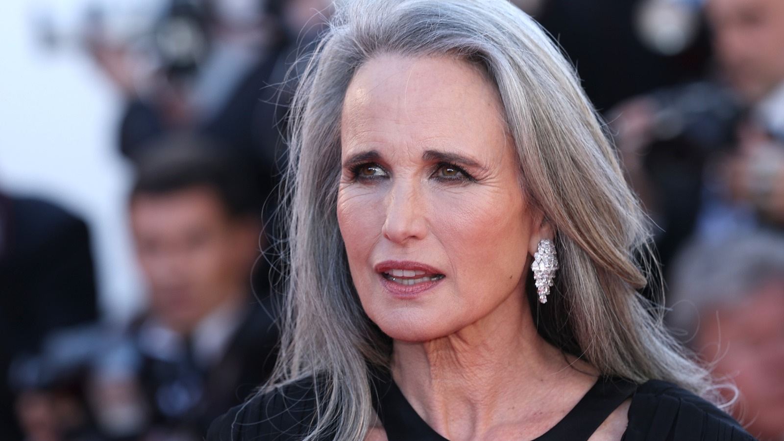 La hermosa transformación del cabello gris de Andie MacDowell en fotos