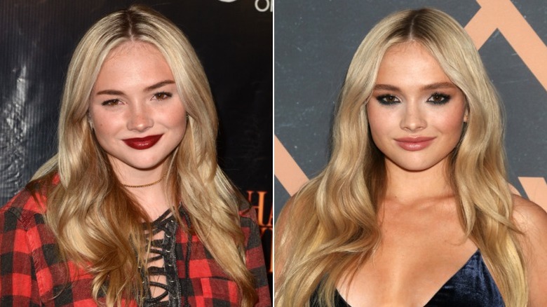 Natalie Alyn Lind con un labio rojo intenso en Los Ángeles y en una fiesta de Fox con una mirada intensa