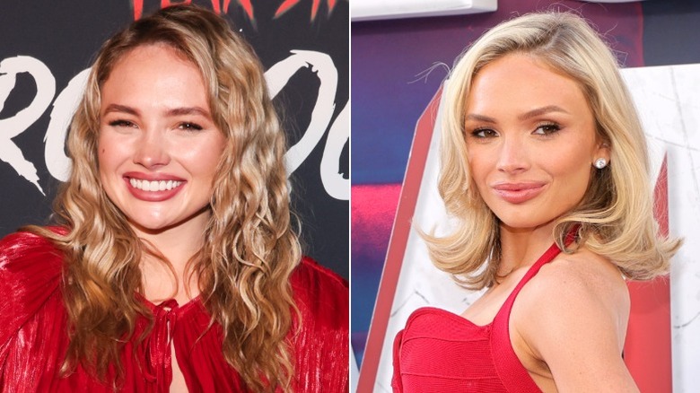 Natalie Alyn Lind promociona sus proyectos actorales luciendo vestidos rojos