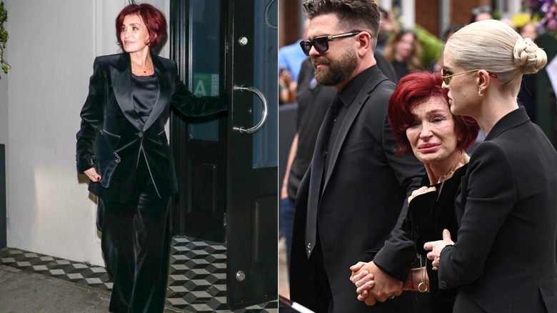 Al lado de Sharon Osbourne caminando y en el funeral de Ozzy con Jack y Kelly