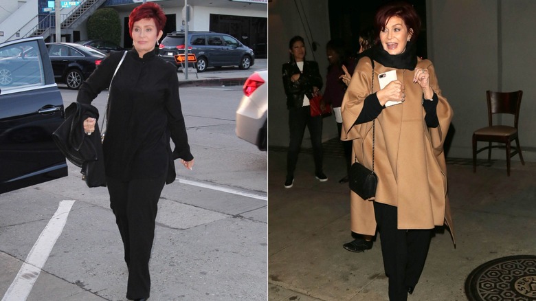Al lado de Sharon Osbourne caminando en 2015 y 2017