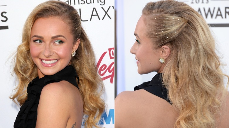 Hayden Panettiere con ella peinada de un lado y rizada del otro