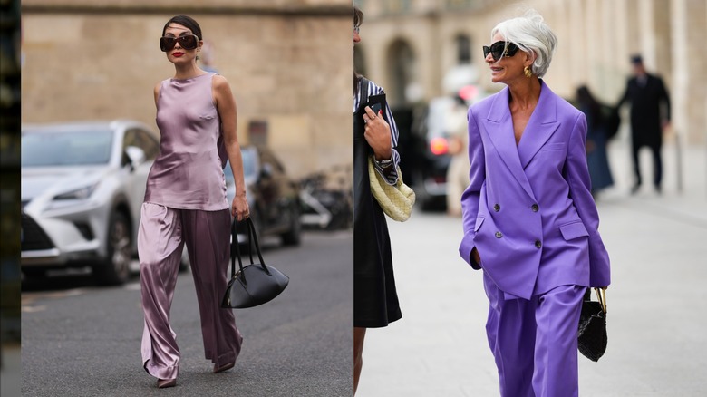 Dos mujeres vestidas de morado.