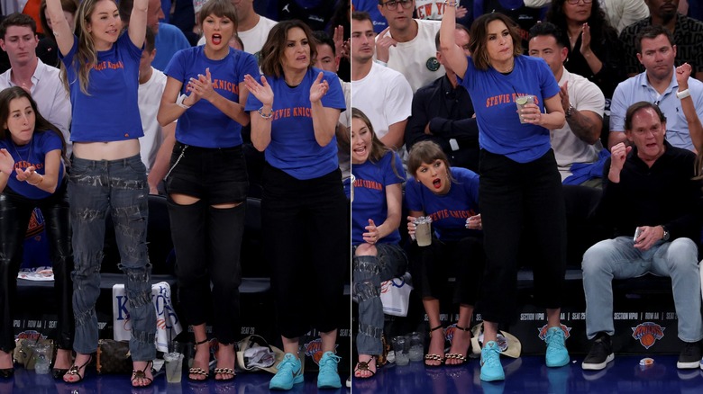 Las hermanas Haim, Taylor Swift y Mariska Hargitay en el partido Knicks vs Spurs