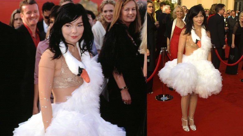 Bjork con su vestido de cisne en los Oscar 2001