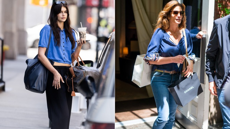 Kaia Gerber en mayo de 2024 y Cindy Crawford en junio de 2019