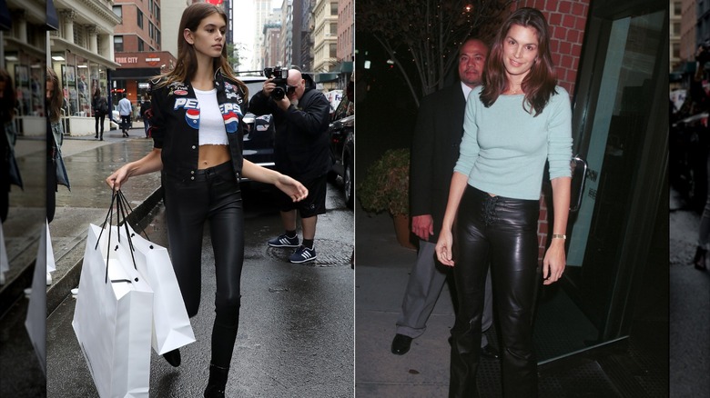 Kaia Gerber en septiembre de 2017 y Cindy Crawford en noviembre de 2000