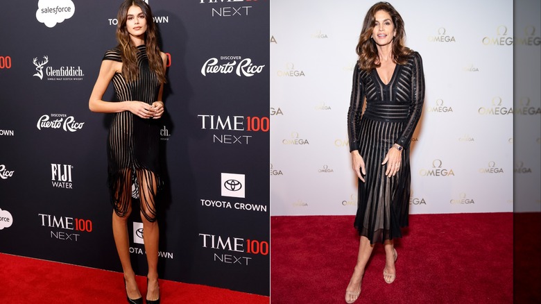 Kaia Gerber en octubre de 2024 y Cindy Crawford en noviembre de 2021