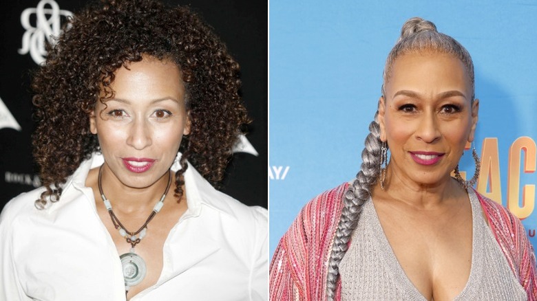 Tamara Tunie posa en eventos con pelo castaño y trenza plateada