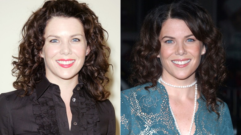 Al lado de Lauren Graham con cabello naturalmente rizado en 2003 y 2004