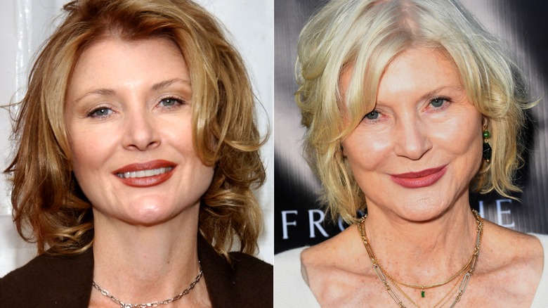 Fotos una al lado de la otra de Beth Broderick en 2001 y 2023