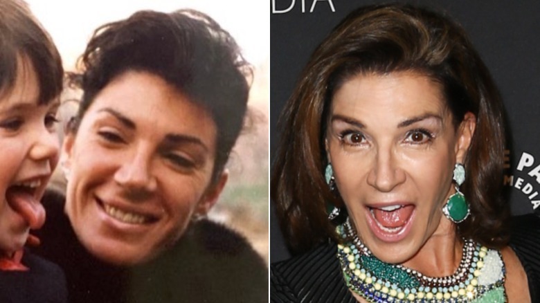 Comparación lado a lado de fotografías retro y modernas de Hilary Farr.