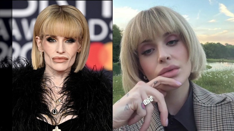 Al lado de Kelly Osbourne en los BRIT Awards 2026 luciendo una pila de collares y luciendo un 
