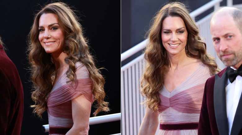 Kate Middleton con el pelo rizado en los BAFTA de 2026, junto al príncipe Guillermo de Gales