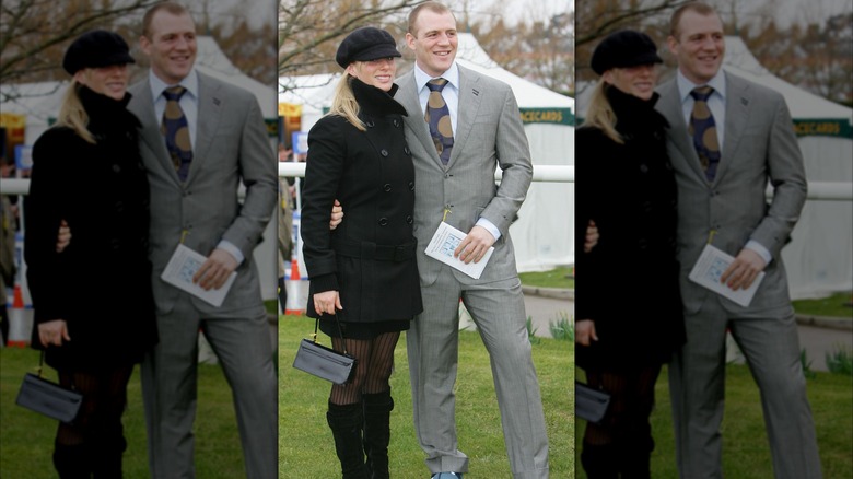 Zara y Mike Tindall en el primer día del Festival Nacional de Caza de Cheltenham en 2005.