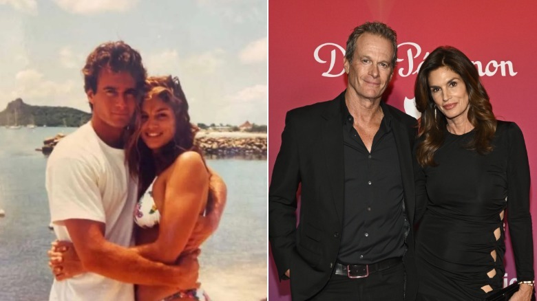 Rande Gerber y Cindy Crawford posando para fotos
