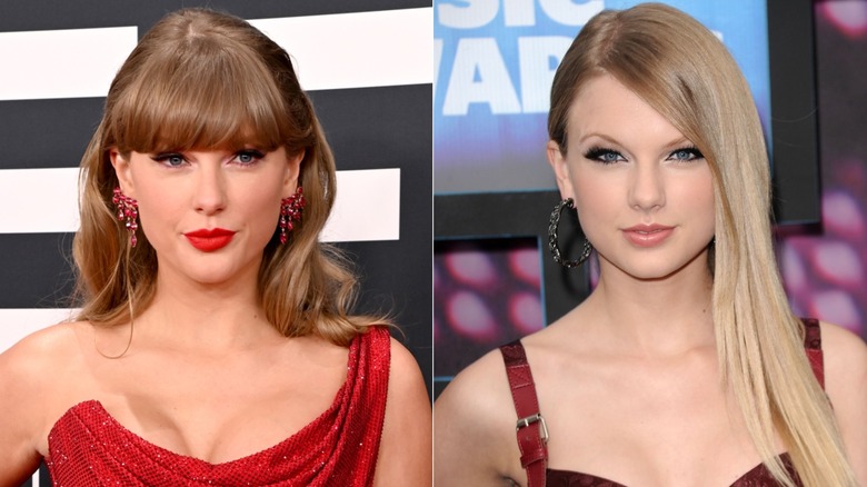 Taylor Swift con y sin flequillo