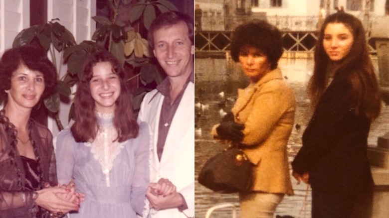 Fotos de lado a lado de la adolescente Lisa Kudrow con cabello oscuro