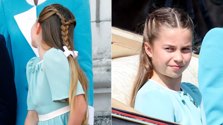 Fotografías una al lado de la otra de la parte delantera y trasera de la cabeza de la princesa Charlotte