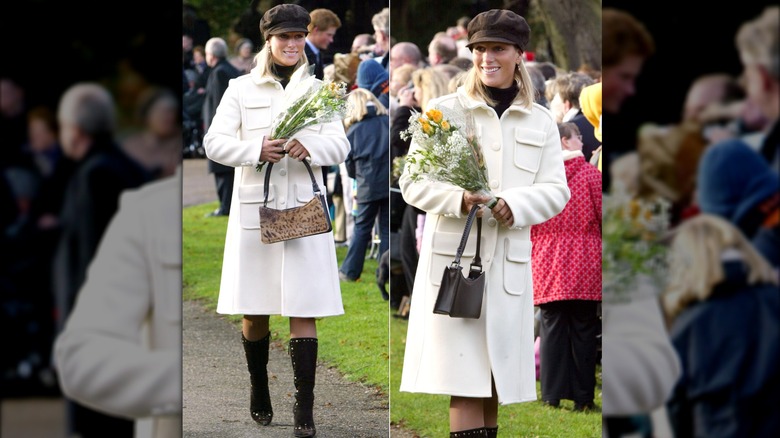 Zara Tindall después del servicio religioso del día de Navidad de 2003.