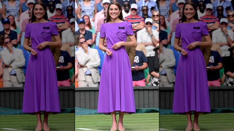 Kate Middleton con un vestido morado en Wimbledon en 2024.