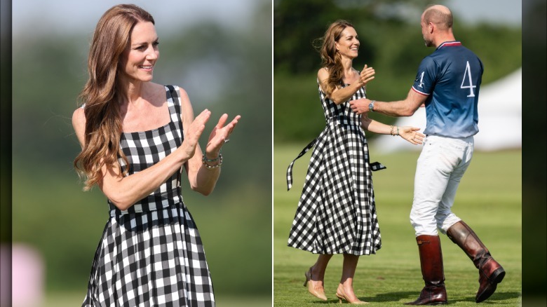 Kate Middleton con un vestido de cuadros