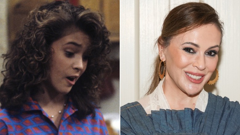Alyssa Milano como Samantha en Who's the Boss y en un evento en 2026