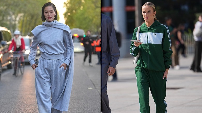 Dos mujeres de moda vistiendo chándales a juego