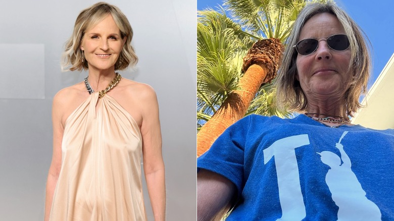 Comparación lado a lado de Helen Hunt en escenarios públicos y privados.