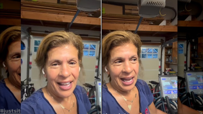 Hoda haciendo ejercicio en su garaje con airpods puestos
