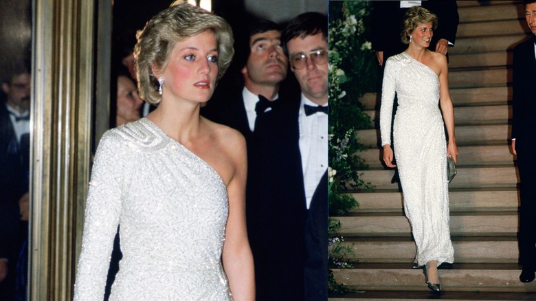 La princesa Diana en una cena de gala en la Galería Nacional de Washington DC en noviembre de 1985