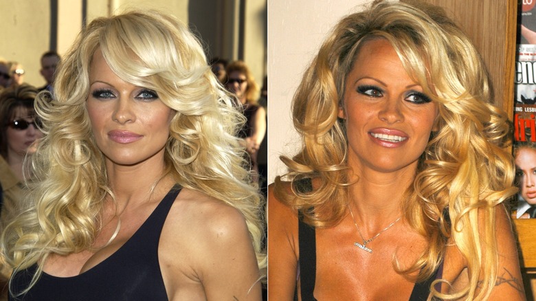Pamela Anderson en la 31ª edición de los American Music Awards en Los Ángeles en noviembre de 2003 / Pamela Anderson en la firma de su libro 