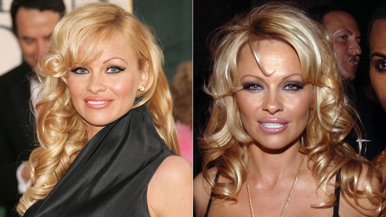 Pamela Anderson en la 63ª edición anual de los Golden Globe Awards en Beverly Hills en enero de 2006 / Pamela Anderson en la fiesta del Año Nuevo Chino MAC en la ciudad de Nueva York en febrero de 2006