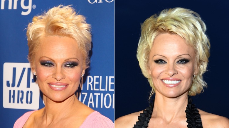Pamela Anderson en la tercera gala anual Help Haiti Home en Beverly Hills en enero de 2014 / Pamela Anderson en el 60º Festival de Cine de Taormina en Italia en junio de 2014