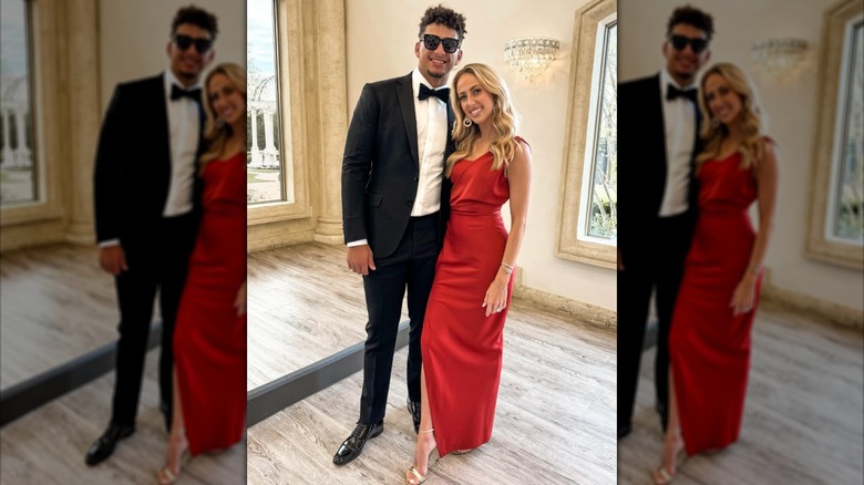 Brittany Mahomes y Patrick Mahomes en la boda de un amigo en 2024.