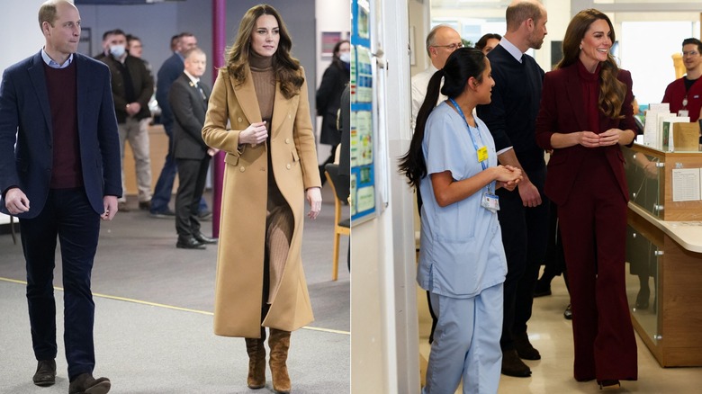 Kate Middleton y el príncipe William en visitas reales en enero de 2022 y enero de 2026