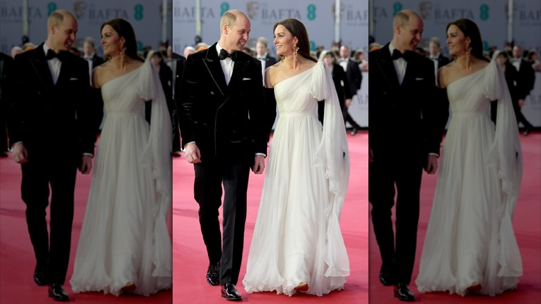 El príncipe William y Kate Middleton se dan la mano en los Premios BAFTA 2023