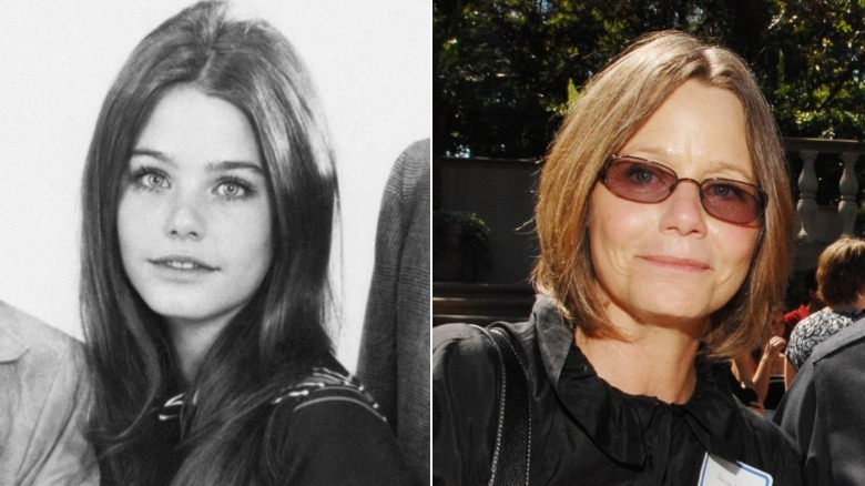 Susan Dey en una foto promocional de The Partridge Family y en un evento benéfico en Los Ángeles