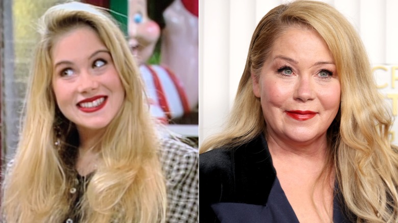 Fotografías una al lado de la otra de Christina Applegate en 1989 (izquierda) y 2023 (derecha).