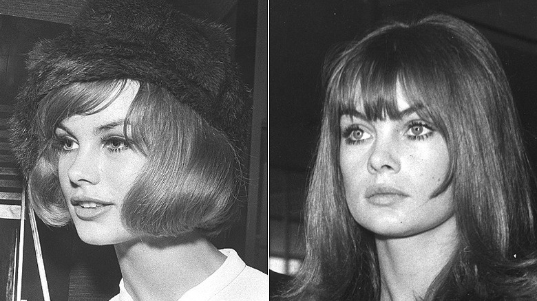 Jean Shrimpton a principios de los 60 con pelo corto y a finales de los 60 con pelo largo.