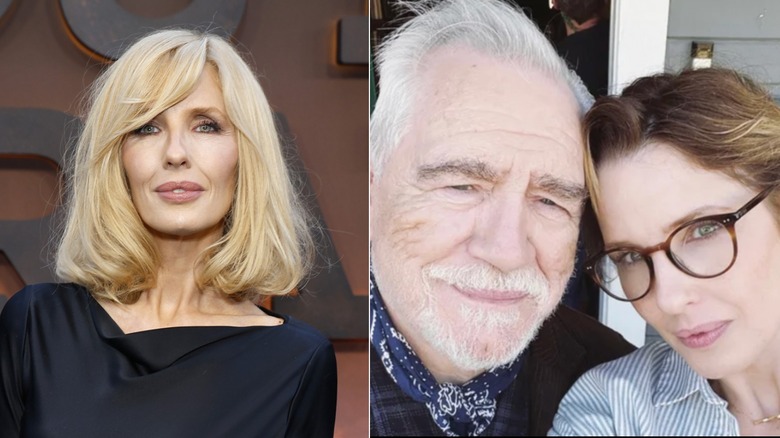 Izquierda: Kelly Reilly en mayo de 2026. Derecha: Kelly Reilly con Brian Cox en abril de 2023