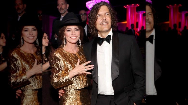 Shania Twain y Frédéric Thiébaud asisten a la gala previa a los Grammy en Beverly Hills en febrero de 2024