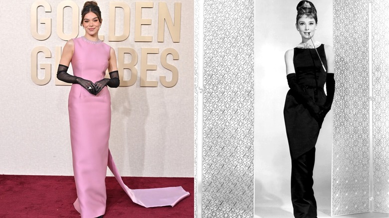 Hailee Steinfeld en 2024 y Audrey Hepburn en "Desayuno en Tiffany's"