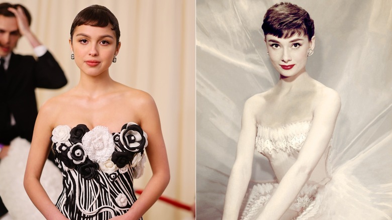 Olivia Rodrigo en 2023 y Audrey Hepburn en 1956