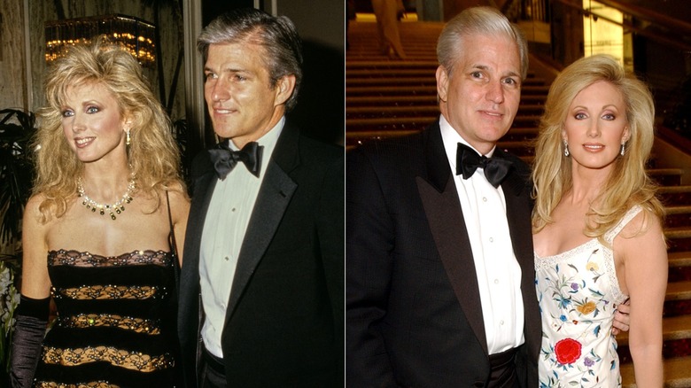 Fotografías lado a lado de Morgan Fairchild y Mark Seiler en 1987 y 2003