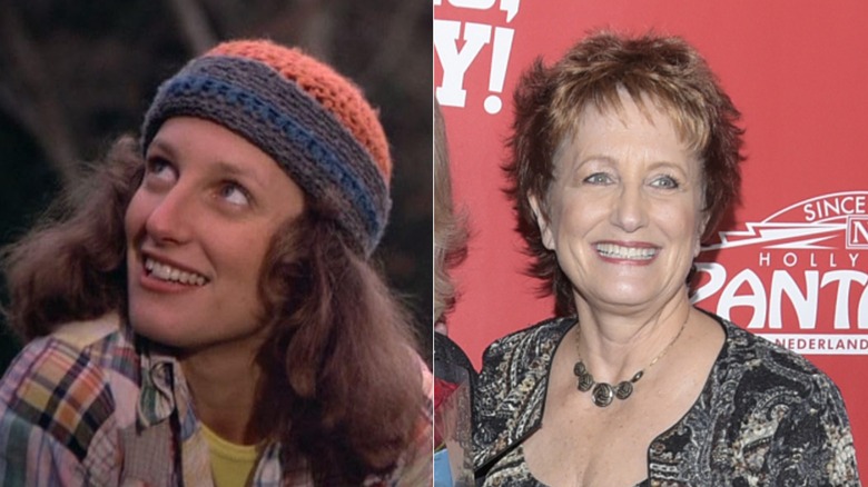 Laurie Walters interpreta a Joannie en Eight Is Enough junto a una foto de ella con el pelo corto en 2019.